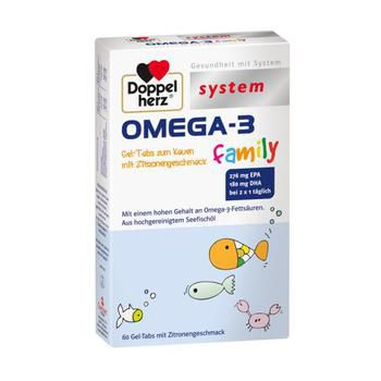 DOPPELHERZ Omega-3 family Gel-Tabs system Kautabl.